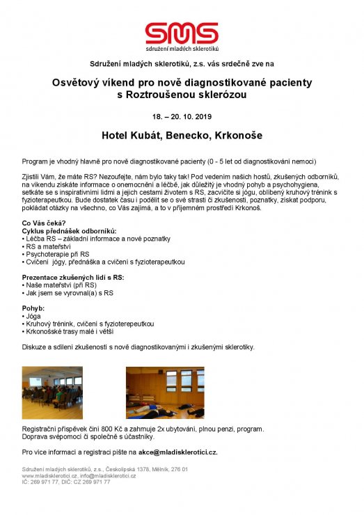 Osvětový víkend pro nově diagnostikované pacienty s RS